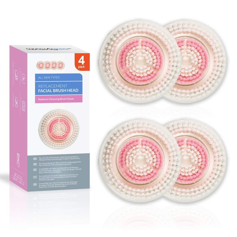 [Australia] - Brushmo Replacement Facial Cleansing Brush Heads compatible with Radiance Cleanse Brush Head, 4 pk 