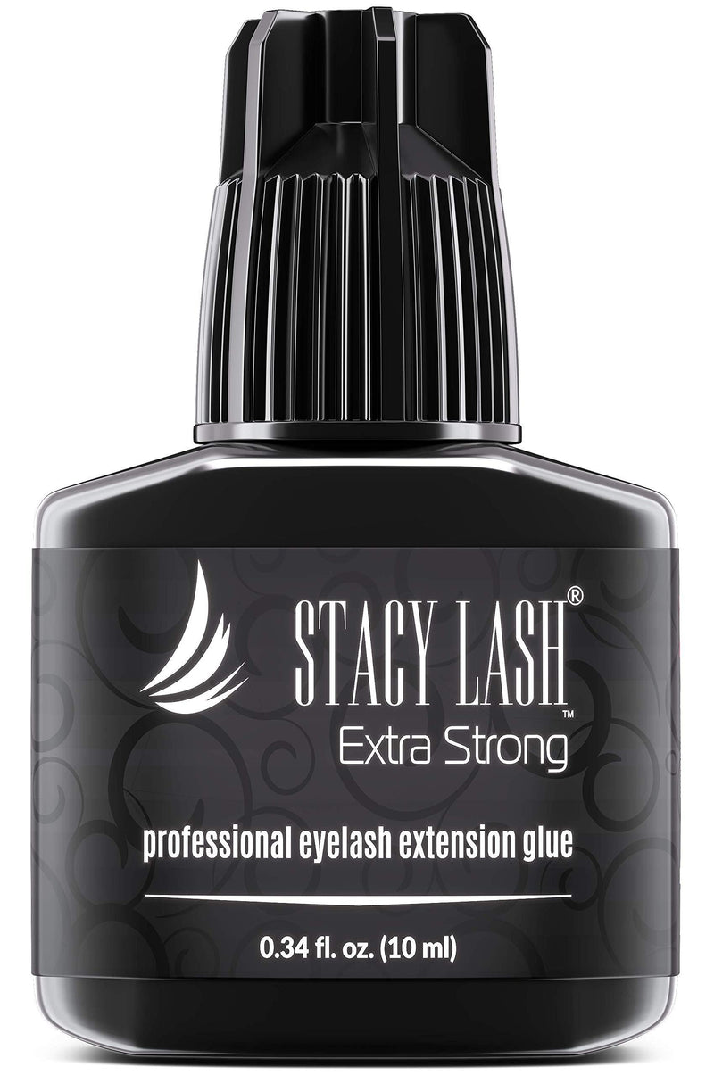 [Australia] - Extra Strong Eyelash Extension Glue - Stacy Lash 0.34 fl.oz / 10 ml / 0.5-1 Sec Drying time/Retention – 7 Weeks/Maximum Bonding Power/Professional Use Only Black Adhesive for Semi-Permanent Extensions 