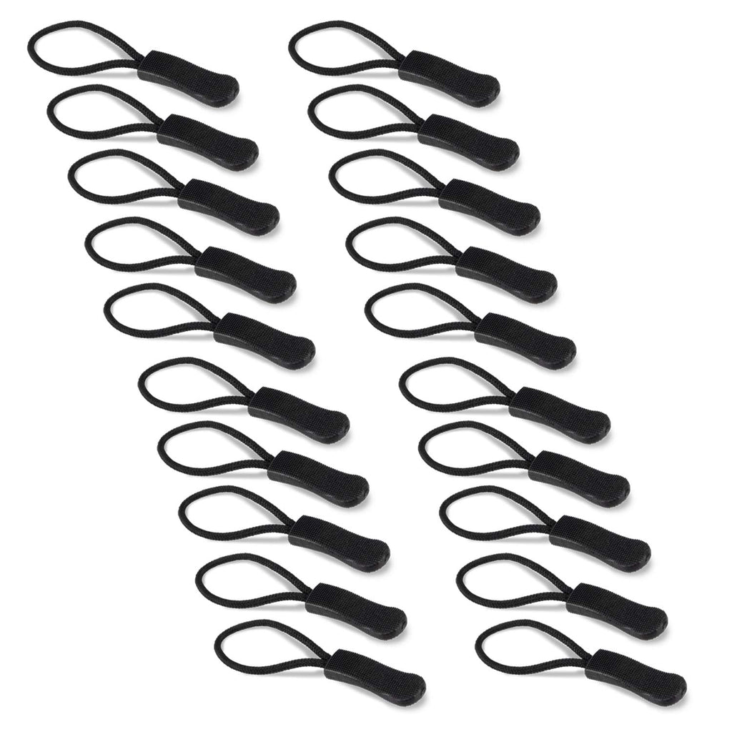 [Australia] - Vive Zipper Pulls Replacement (20 Pack) - Helper Grip Fix for Clothes, Shoes, Purse, Handbag, Luggage, Jacket, Backpack, Boot - Universal Easy Gripper Puller - Set of Plastic Repair Tabs Dexterity Aid Black 20 Pieces 