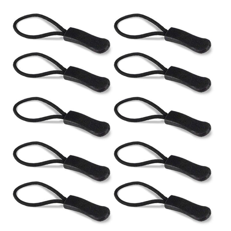 [Australia] - Vive Zipper Pulls Replacement (10 Pack) - Helper Grip Fix for Clothes, Shoes, Purse, Handbag, Luggage, Jacket, Backpack, Boot - Universal Easy Gripper Puller - Set of Plastic Repair Tabs Dexterity Aid Black 10 Pieces 