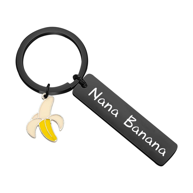 [Australia] - BAUNA Grandma Keychain Ideas Funny Nana Banana Key Ring Grandmother Gift from Granddaughter Grandson For Birthday Mother’s Day Grandma Black Keychain 