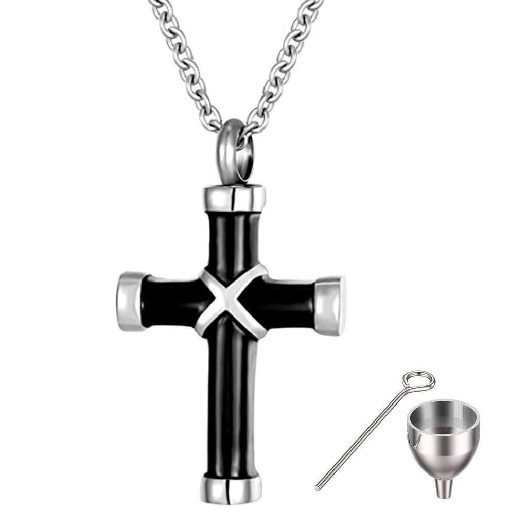 [Australia] - Virginia-CO Stainless Steel Cross Urn Necklace Pendant Memorial Ash Keepsake Jewelry for mom & dad 