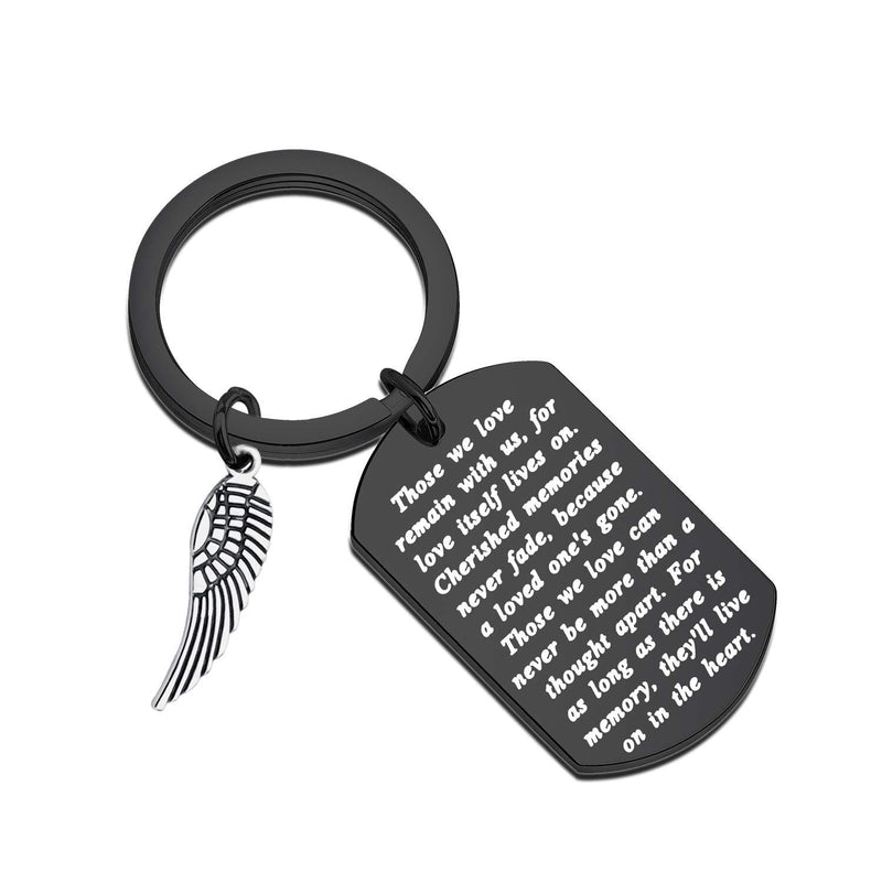 [Australia] - FUSTMW Memory Keychain Loving Gifts Loss Jewelry in Memory of Dad Mom Loved Wing Charm Black 