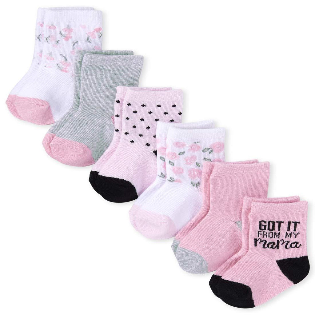[Australia] - The Children's Place baby-girls Socks, Pack of Six 0-6 Months Rose Pottery 