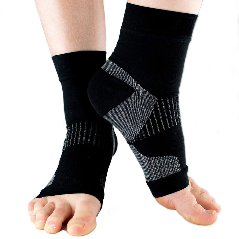 [Australia] - LEGEND Compression Wear | Plantar Fasciitis Compression Foot Sleeve | Heel Pain, Foot and Arch Pain, Swollen Feet, Achilles Tendinitis | Made in the USA | Black - 1 Pair | Small 