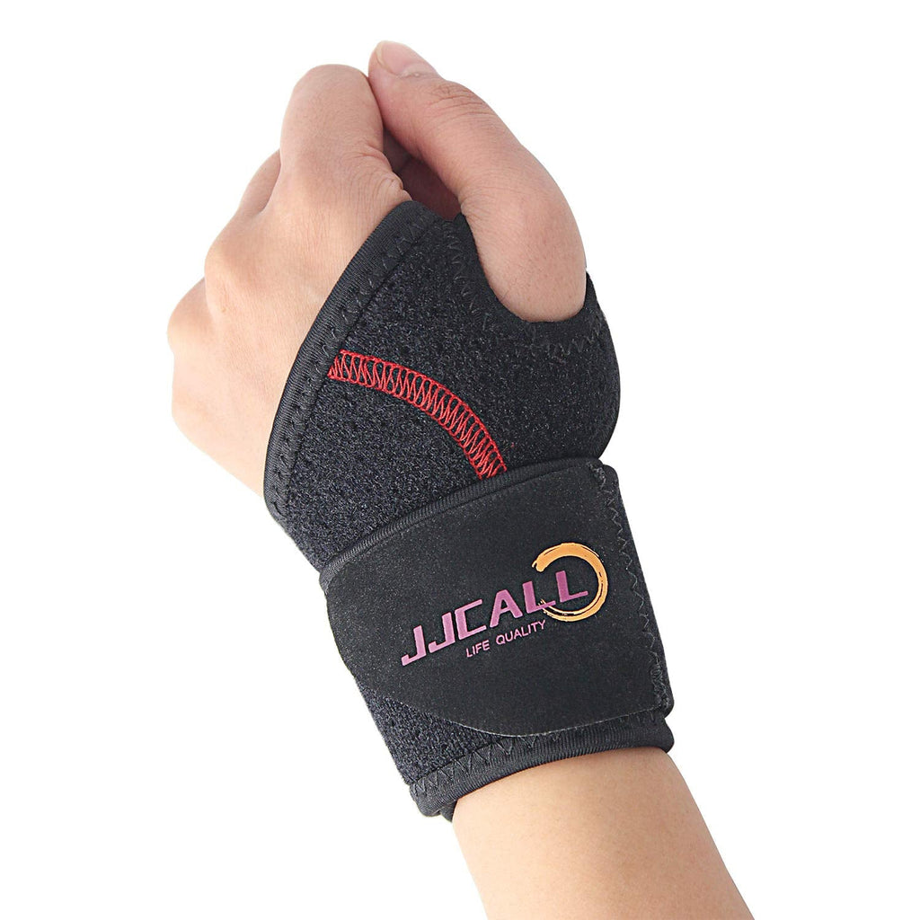 [Australia] - JJCALL 1Pack Wrist Brace, Fitted Wrist Support/Wrist Strap/Hand Support/Breathable/Comfortable/Adjustable, Suitable for Left and Riqht Hands Black 1pack 