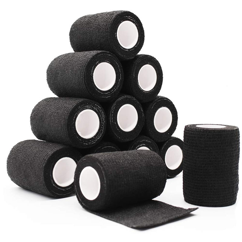 [Australia] - 3" x 5 Yards Breathable Self Adherent Bandage Wrap, Multi-Purpose Non Woven Cohesive Wrap - Vet Wrap | Athletic Tape | Medical Tape, for Sports, First Aid, Wrist, Ankle Sprains, Swelling, Pets. 3 Inch-12 Count Black 