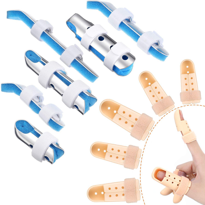 [Australia] - 11 Pieces Finger Splint Set, Metal Finger Support Finger Knuckle Immobilization Plastic Mallet Finger Splint with Soft Foam Inner Band and Protective Vent for Adults Children, 3 Styles 