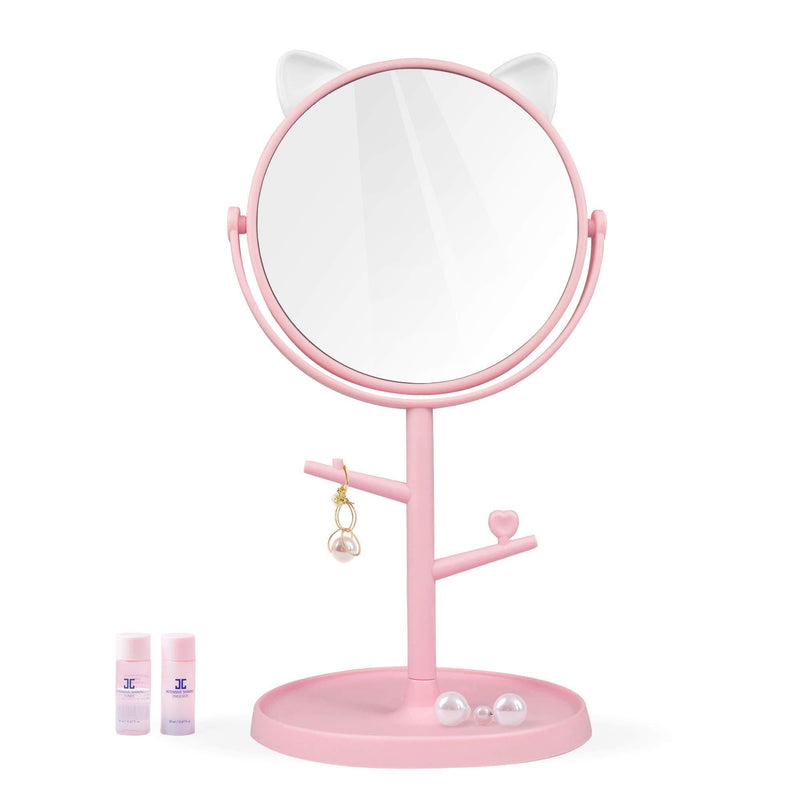 [Australia] - Desk Mirror for Makeup&Freestanding Pink Mirror, Folding Design for Tabletop 