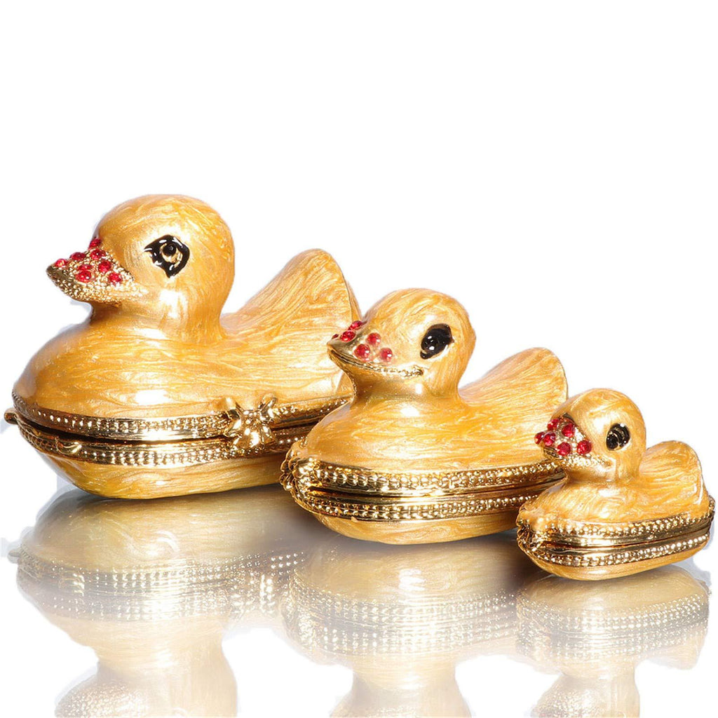 [Australia] - Waltz&F Three Generation Duck Jeweled Trinket Box Hinged Hand-Painted Ring Holder Home Decoration 
