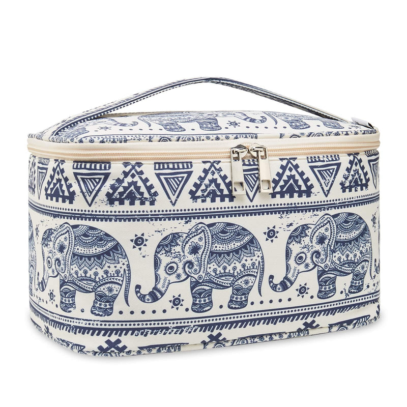 [Australia] - Travel Makeup Bag Large Cosmetic Bag Make up Case Organizer for Women and Girls (Large, Elephant) A-Elephant 