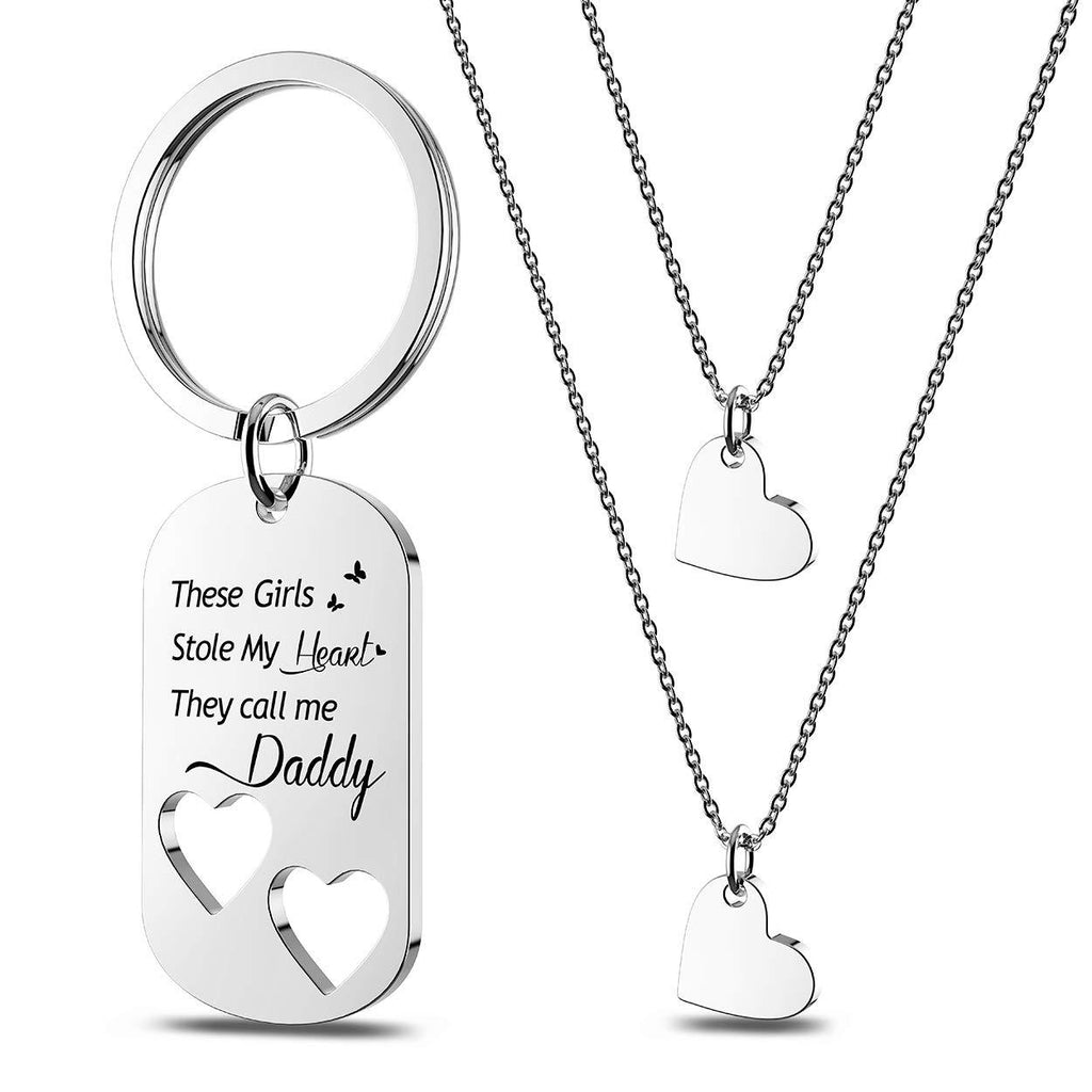 [Australia] - HOFOYA Daddy Mommy Daughter Keychain Neckalce Set 2/3/4,Daddy's Girl Mama's World Key Ring,These Girls Stole My Heart They Call Me Daddy Mommy,Charms & Pendants Jewelry Gift for Dad Mom and Kids. HFY_KEYC_Heart2 