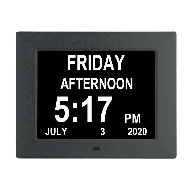 [Australia] - LaMi 7 inch Digital Day Calendar Clock with 8 Alarm ,Auto-Brightness,Extra Large Non-Abbreviated Date Day Time Dementia Clock for Elderly, Seniors,Vision Impaired 7 Inch Black 