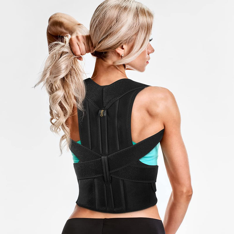 [Australia] - AEVO Compact Posture Corrector for Men and Women, Adjustable Upper Back Brace for Clavicle Support, Neck, Shoulder, and Back Pain Relief, Invisible Comfortable Back Straightener,M Medium (Pack of 1) 