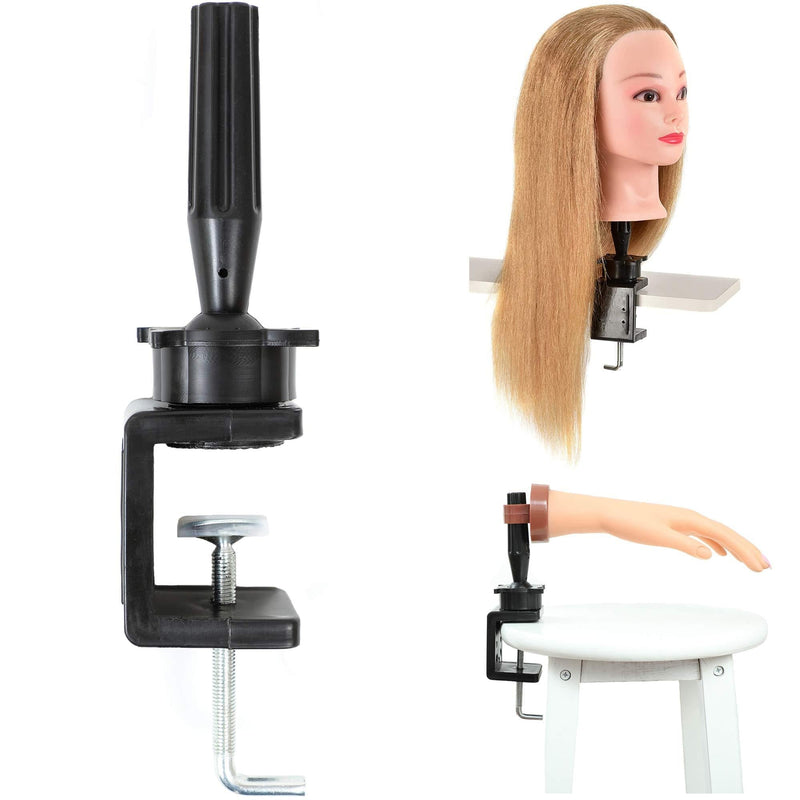 [Australia] - Clamp Holder for Mannequin Head Manikin Training Mannequin Head Stand Manicure Practice Hand Holder Adjustable Rotary Desk Table C-clamp Black C-Clamp Holder 