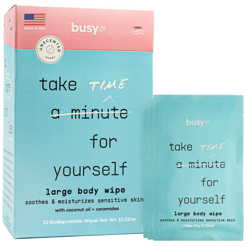[Australia] - Calm Line Body Wipes for Women - Unscented Large Body Wash Wipes, Armpit Wipes & Body Wipes w/ Ceramides & Coconut Oil - Zero-Waste Cleansing Wipes - No Rinse Bathing Wipes for Adults - 10 ct Calm Line - Unscented 