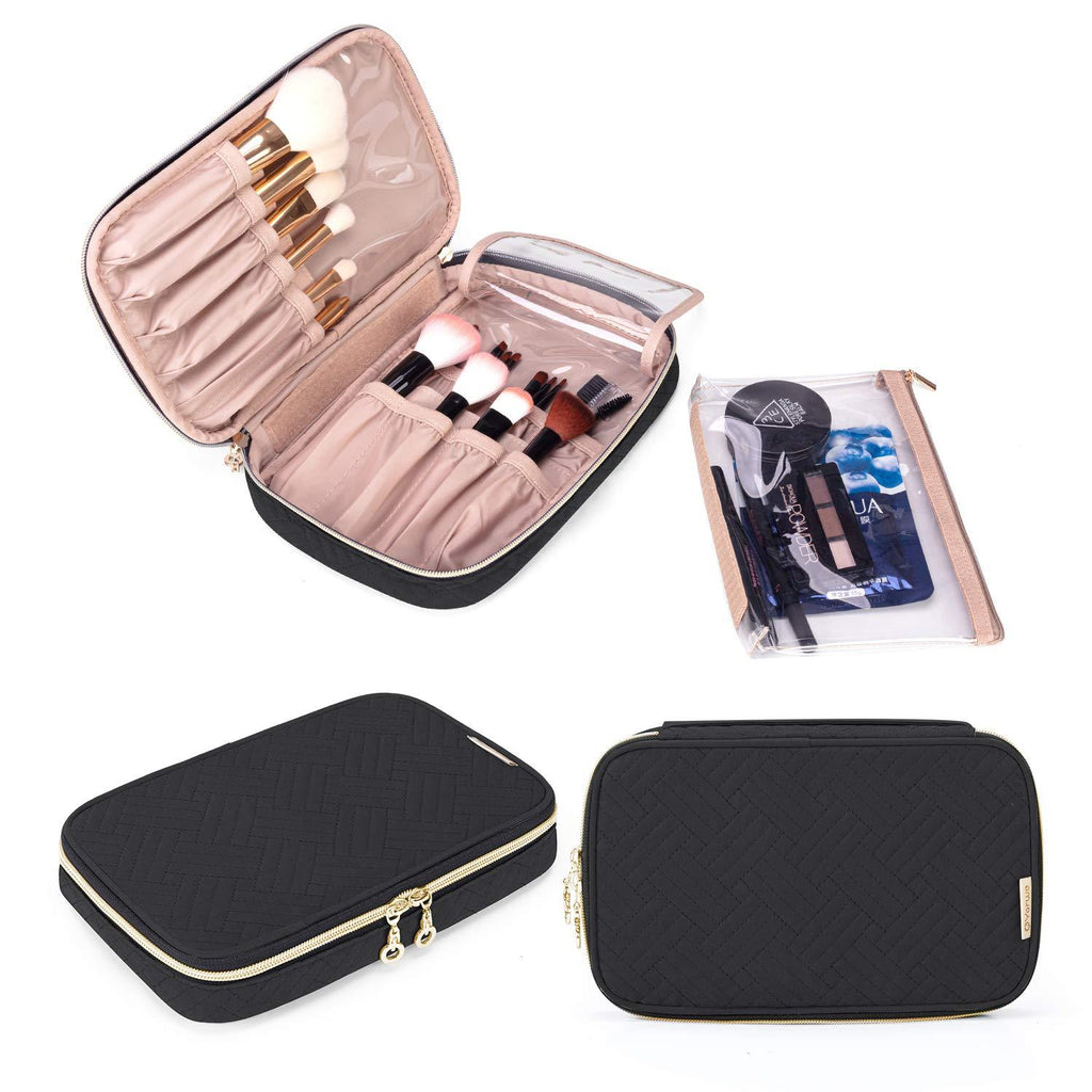 [Australia] - Yarwo Travel Makeup Brushes Bag, Portable Cosmetic Bag for Makeup Brushes (up to 9.4") and Cosmetic Essentials, Black (BAG ONLY, PATENTED DESIGN) Style 1- Tote Bag for Makeup Brushes 