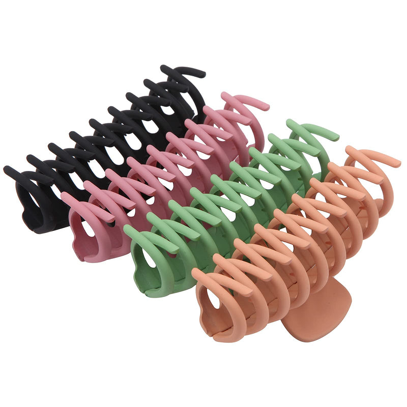 [Australia] - SHALAC Large Hair Claw Clips for Thick Hair 4 PCS , Strong Hold Perfect for Women, Barrettes for Long Hair, Fashion Accessories for Girls , Hair Clamps Clip 4.3 Inch Big Hair Claw for Heavy Hair A.Black, Olive Green, Burlywood, Dark Pink 