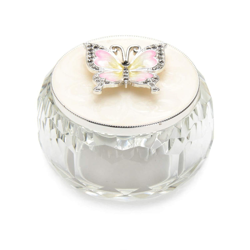 [Australia] - Lasody Butterfly Jewelry Storage Box for Rings Earrings Necklace Treasure Chest Organizer Jewelry Keepsake Gift Box Case for Girl Women (Butterfly w/Big Crystal box, Silver Plate) L Butterfly ( Big Crystal box) 