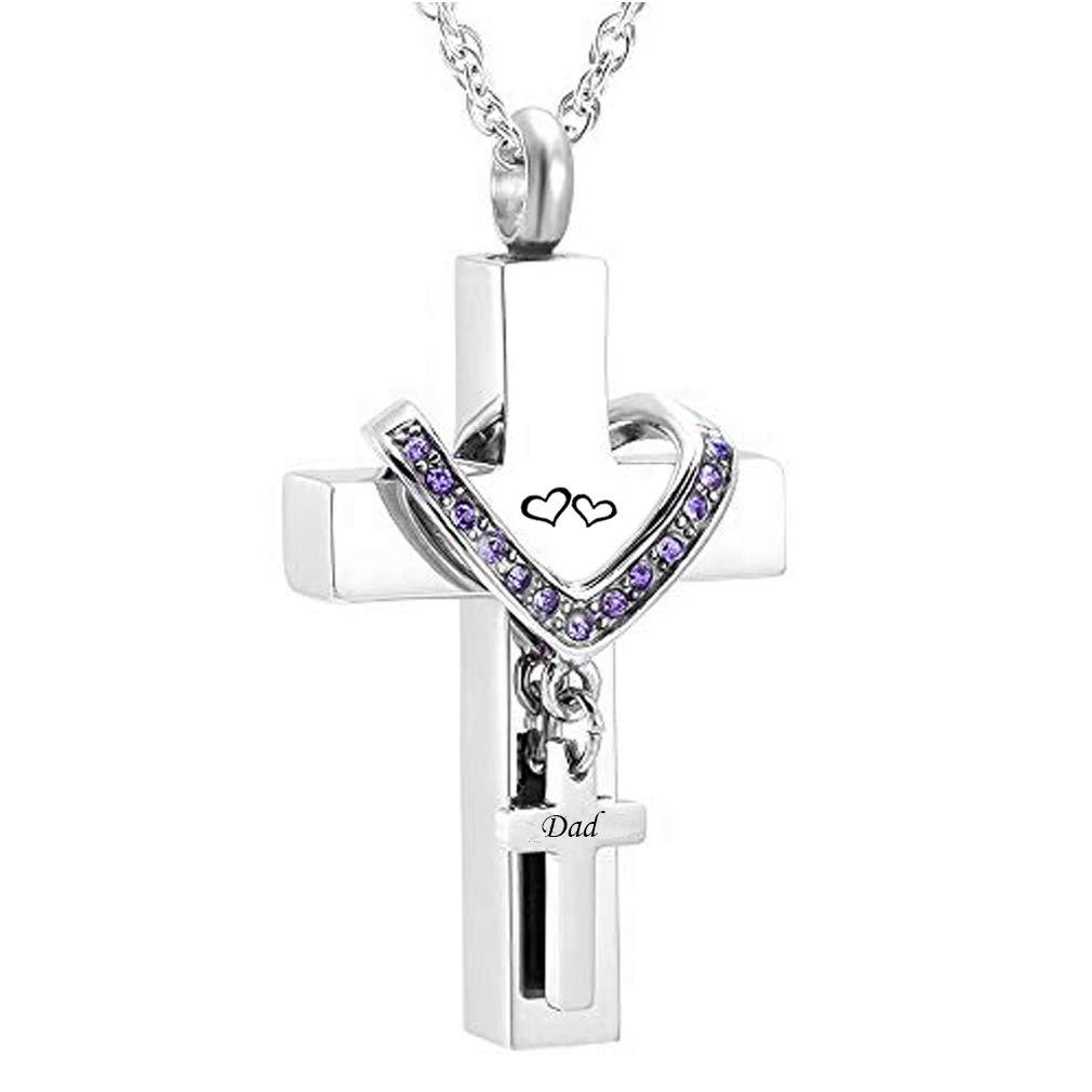 [Australia] - MEMORIALU Cross Urn Necklaces for Ashes Dad Cremation Keepsake Memorial Pendant Necklace February 