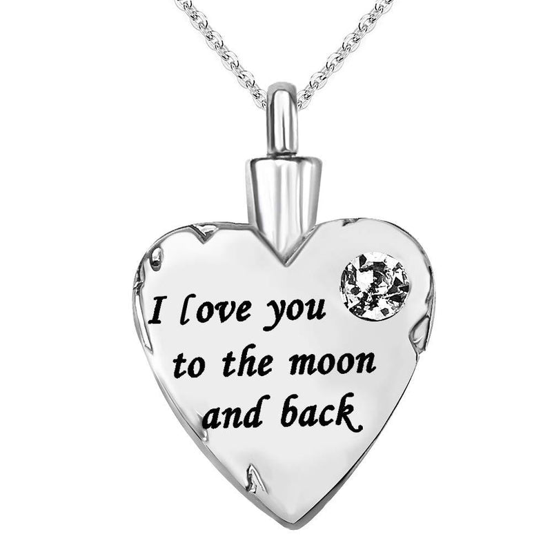 [Australia] - JMQJewelry Cremation Urn Necklace for Ashes I Love You to The Moon and Back Keepsake Memorial Pendant Women Jewelry Heart 
