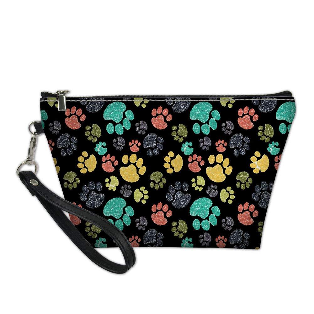 [Australia] - TOADDMOS Colorful Paws Print Women Cosmetic Bag Multi-functional Leather Makeup Pouch Toiletry Kit Holder Travel 
