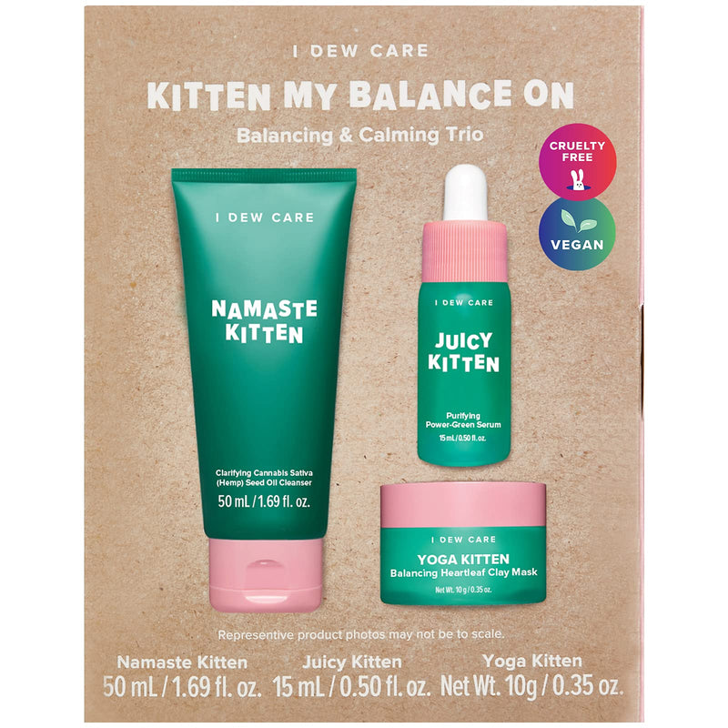 [Australia] - I DEW CARE Kitten My Balance On I Serum, Foam Cleanser, Wash-off Mask Set | Korean Skincare Facial Treatment Gift | Vegan, Cruelty-free, Gluten-free, Paraben-free [Balancing&Calming] Kitten My Balance On 