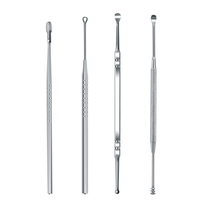 [Australia] - FIXBODY Earwax Removal Kit, 4 PCS Ear Pick Ear Cleansing Tool Set,Stainless Steel Ear Curette Ear Wax Remover Tool with Storage Box 