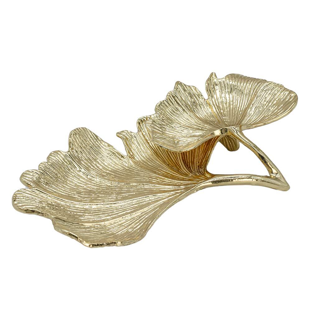 [Australia] - Metal Jewelry Dish, Leaf Shaped Ring Holder Jewelry Organizer, Trinket Dish Vanity Tray for Dresser Christmas Birthday Wedding Gifts Double Ginkgo-Gold 