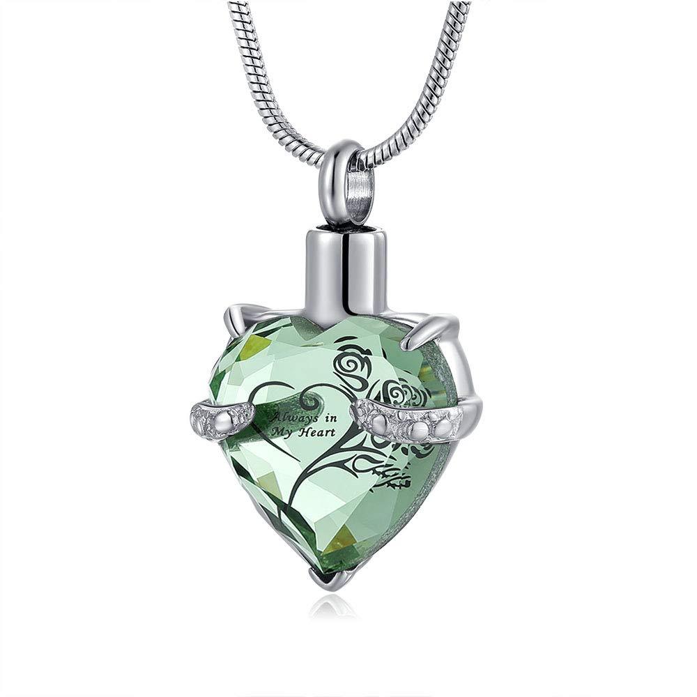 [Australia] - Heart Urn Necklace for Ashes Stainless Steel Cremation Jewelry for Ashes Keepsake Necklaces Z-LG Always in my heart 