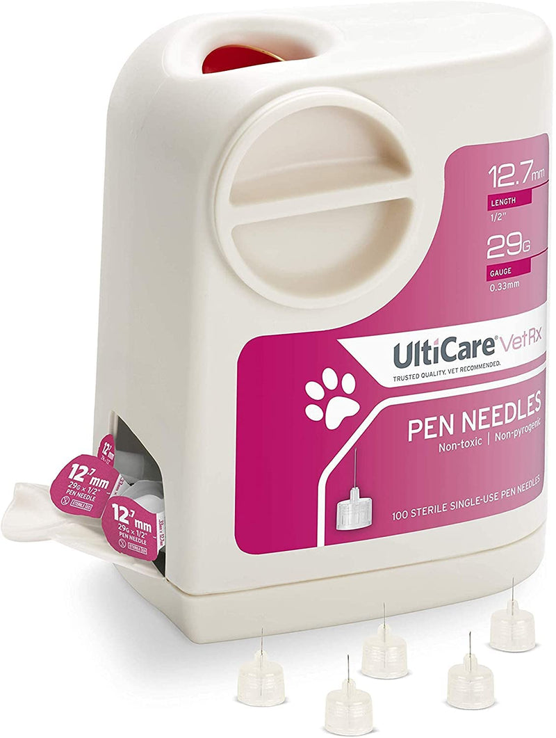 [Australia] - UltiCare VetRx UltiGuard Safe Pack Pet Pen Needles and Sharps Container 12.7mm (1/2”) 29G 100ct 