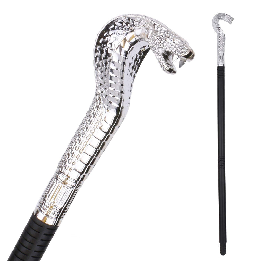 [Australia] - Vesil Skeleteen King Cobra Pimp Cane Egyptian Style Staff Scepter for Emperor, Silver 