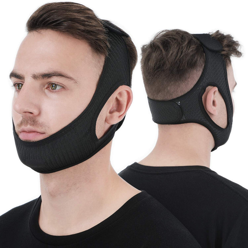 [Australia] - Anti Snore Chin Strap [Upgraded 2022], Vosaro Snoring Solution Effective Anti Snore Device, Adjustable and Breathable Stop Snoring Head Band for Men Women, Black 