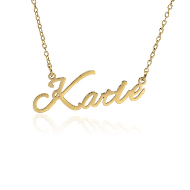 [Australia] - Personalized Custom Name Necklace,18K Gold Plated Name Necklace, Stainless Steel Script Initial Nameplate Necklace Old English Pendant Jewelry For Women Girls Katie-Golden 