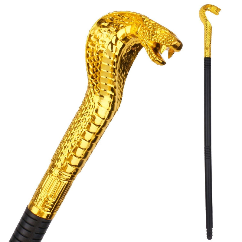 [Australia] - Vesil Skeleteen King Cobra Pimp Cane Egyptian Style Staff Scepter for Emperor, Gold 