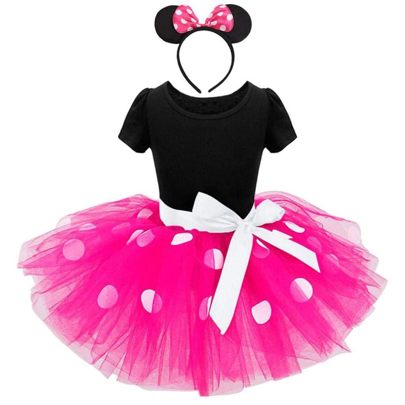 [Australia] - Dressy Daisy Baby Toddler Girl Polka Dots Fancy Dress Up Costume Birthday Party Tulle Dresses Size 12M-5 6-12 Months B - Hot Pink (Dress With Headband) 