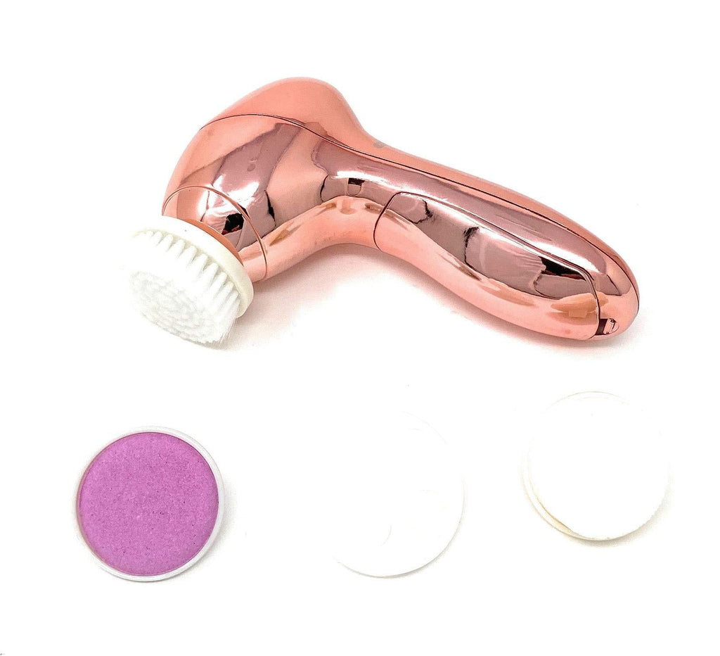 [Australia] - 4 in 1 Facial Care System. BO Electric 2 S[eed Spinning Face Care Tool with 4 Interchangeable Heads - Cleansing brush, Roller Massager, Sponge Brush, Pumice Stone Head. Facial Cleansing System Tools 