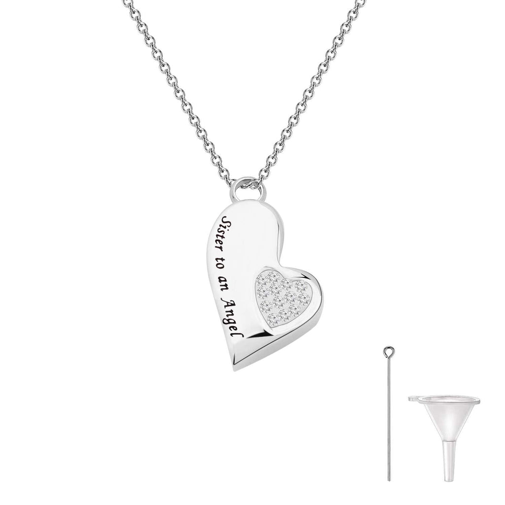 [Australia] - MYOSPARK Heart Cremation Urn Pendant Necklace Memorial Ash Holder Urn Necklace Mommy/Sister of an Angel Memorial Jewerly Remembrance Gift for Ashes Ash necklace sister 