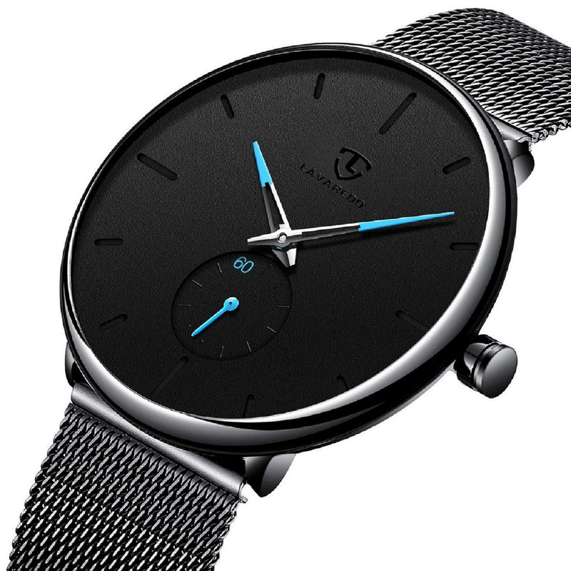 [Australia] - Mens Watch Minimalist Fashion Waterproof Watches for Men Business Dress Casual Watch with Stainless Steel Mesh Band Black 