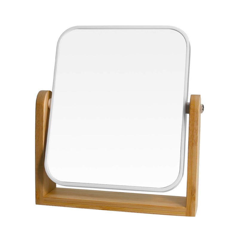 [Australia] - 1x/3x Magnification Vanity Makeup Mirror for Desk with Bamboo Stand,Double Sided 360°Rotation Magnifying Mirror,Portable Table Tabletop Mirror for Make Up,8" Small Standing Mirror for Desk(Square) Square 