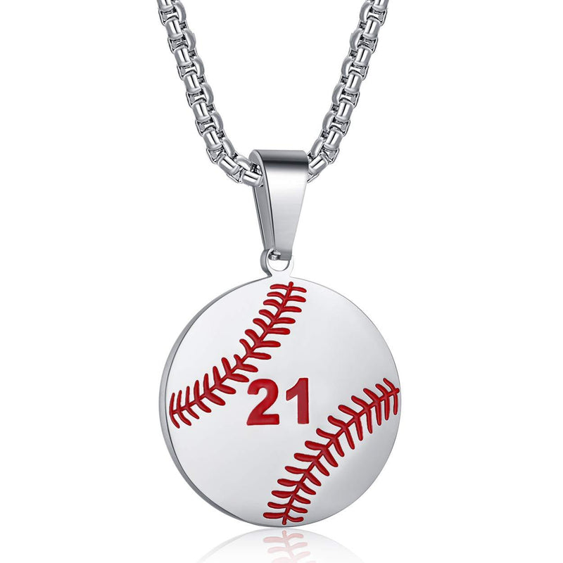 [Australia] - Rehoboth Baseball Athletes Jersey Number 0-99 Cross Pendant Necklace for Boys Girls Women Men 24 Inch (22"+2" Adjustable) Stainless Steel Chain Philippians 4:13 on Back I CAN DO All Things NO.21 