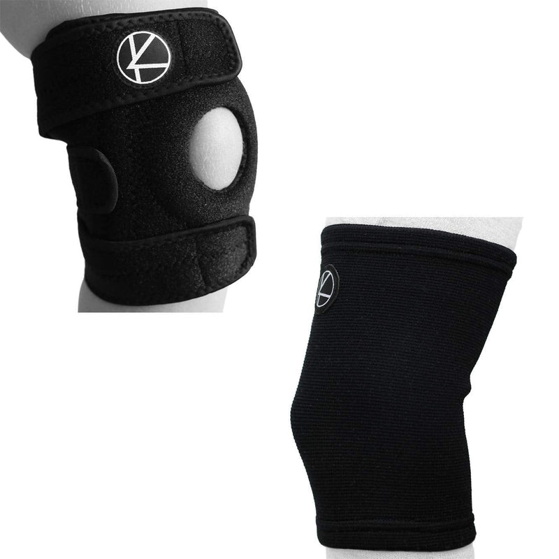 [Australia] - Kids Knee Support Bundle: 1 Kids Knee Brace (Black) and 1 Kids Knee Sleeve (Black) 
