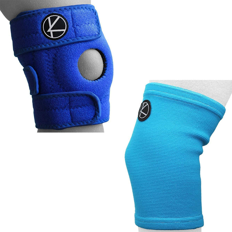 [Australia] - Kids Knee Support Bundle: 1 Kids Knee Brace (Blue) and 1 Kids Knee Sleeve (Blue) 
