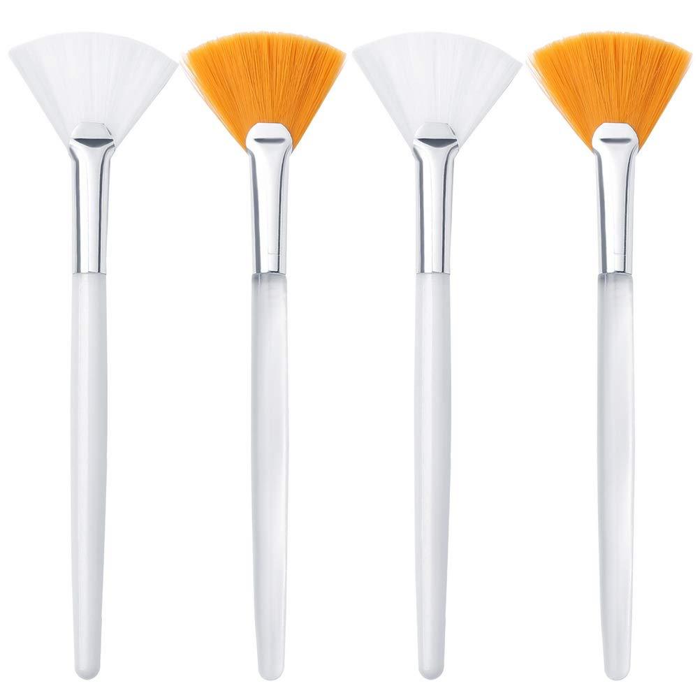 [Australia] - 4 Pcs Facial Brushes Fan Mask Brush,Soft Applicator Brushes Makeup Tools for Peel Mask Makeup Orange-White 