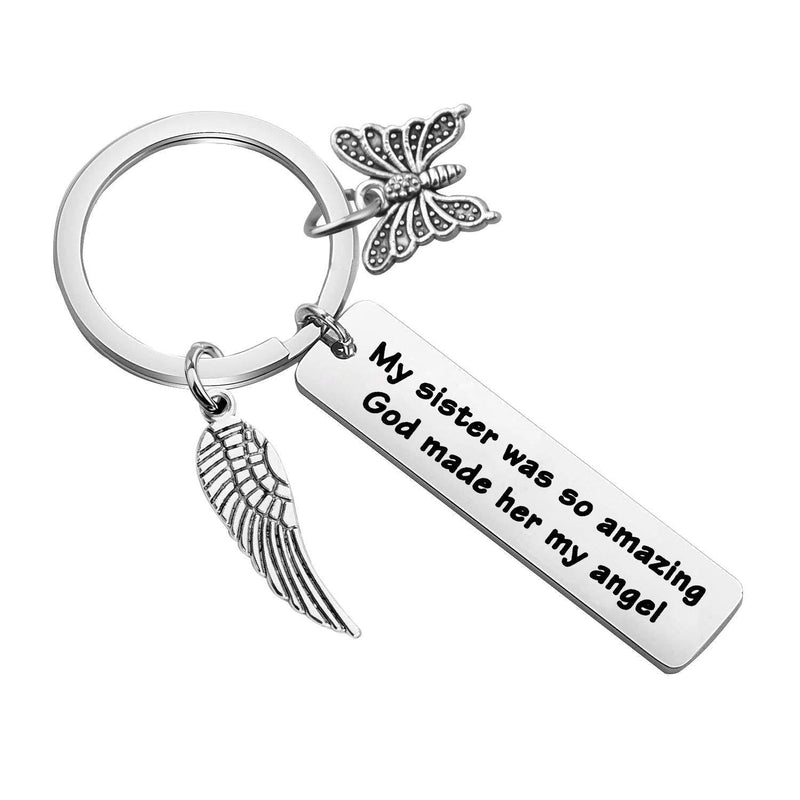 [Australia] - CYTING Sister Memorial Keychain My Sister was So Amazing God Made Her My Angel in Memory of Sister Remembrance Jewelry Loss of Sister Sympathy Gift 