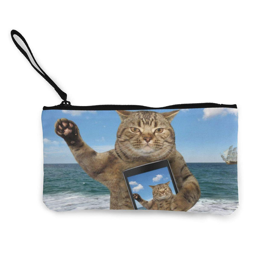 [Australia] - Cosmetic Toiletry Sandy Beach Selfie Cat Makeup Bag For Women Men Travel Bag 