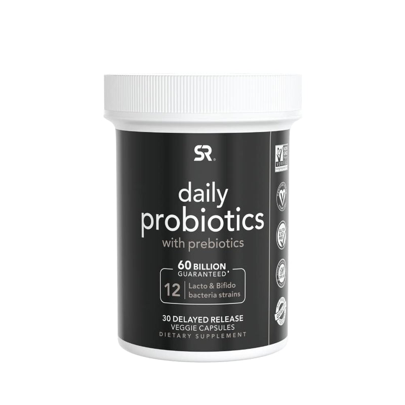 [Australia] - Daily Probiotics with Prebiotics for Women & Men | Probiotic Blend with 60 Billion CFU at Expiration, Non-GMO Verified & Vegan Certified (30 Delayed-Release Veggie Capsules) 