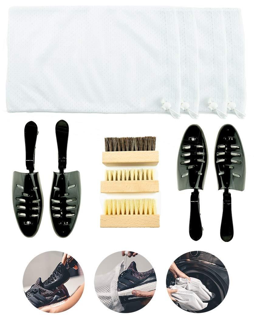 [Australia] - Sneaker and Shoe Cleaning Kit Laundry System, for Washing Machine - Includes Shoe Wash Bag, Premium Cleaning Brush and Adjustable Length Shoe Tree. 4 Wash Bag + Complete Kit 