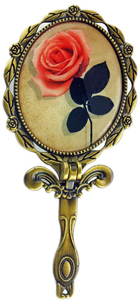 [Australia] - Nerien Vintage Style Rose Folding Handheld Mirror Travel Vanity Makeup Oval Mirror Folding-oval Shape 