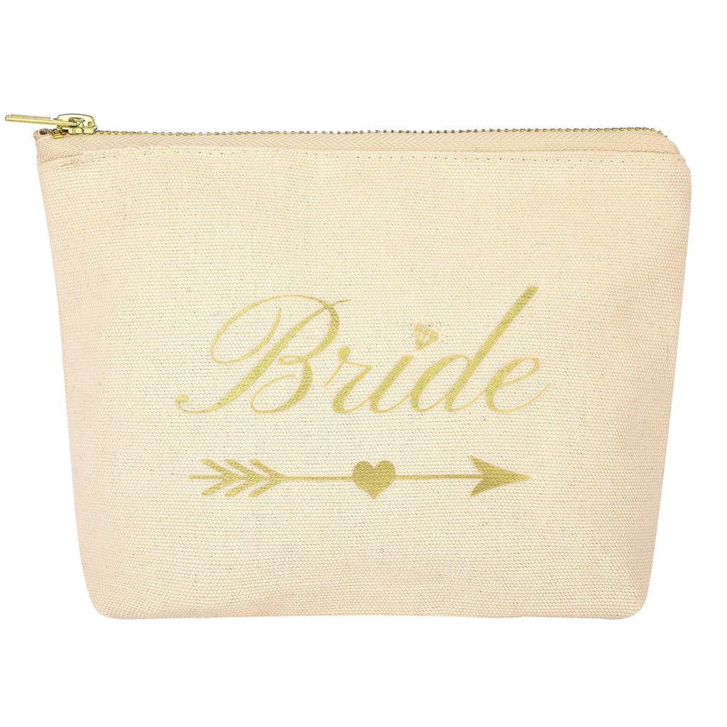 [Australia] - 1 Piece Bride Bag ,Multi-Purpose Canvas Makeup Bag,Bridal Shower Makeup Bag,Wedding Cosmetic Canvas Bag, Bridal Party Gift and Travel Zippered Cosmetic Bags Bachelorette Party Gifts. (white) white 